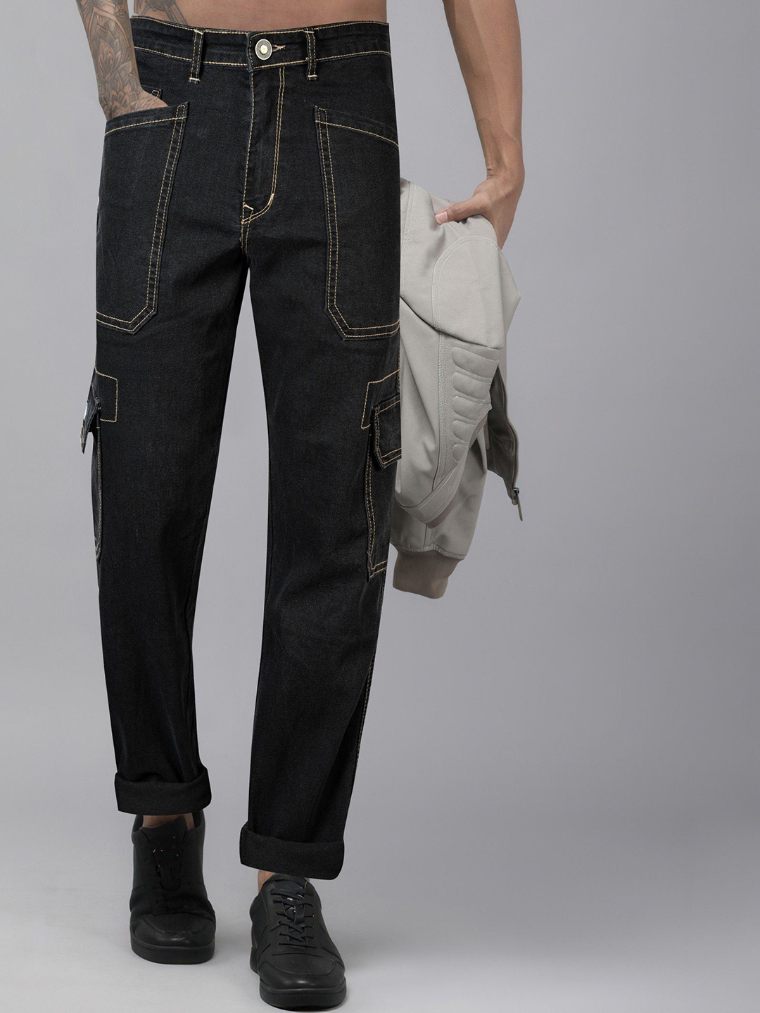 RIG BONE Men Solid Loose Relaxed Fit Mid-Rise Light Fade Stretchable Jeans