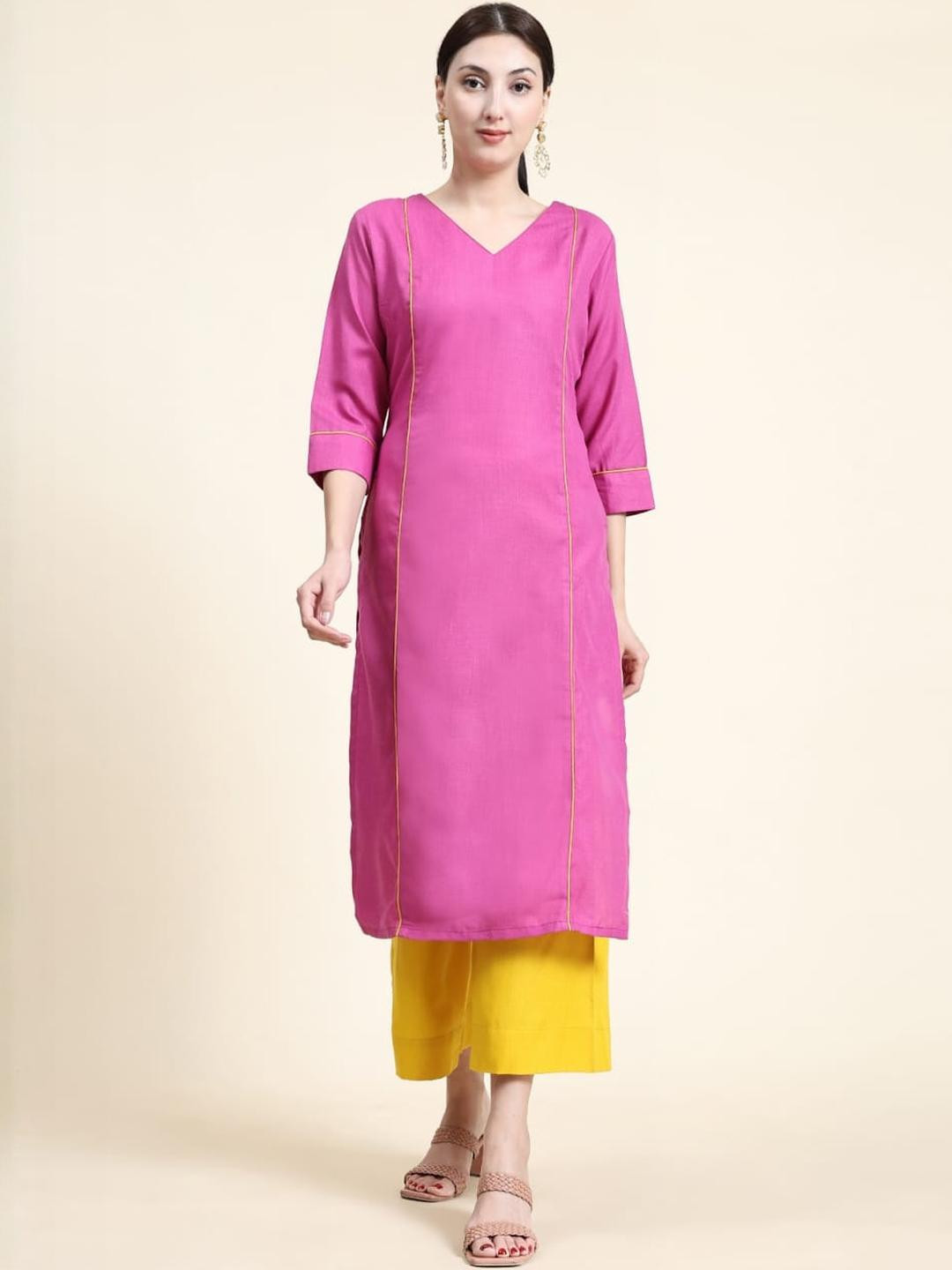 Solid Straight Kurta Set with Trousers