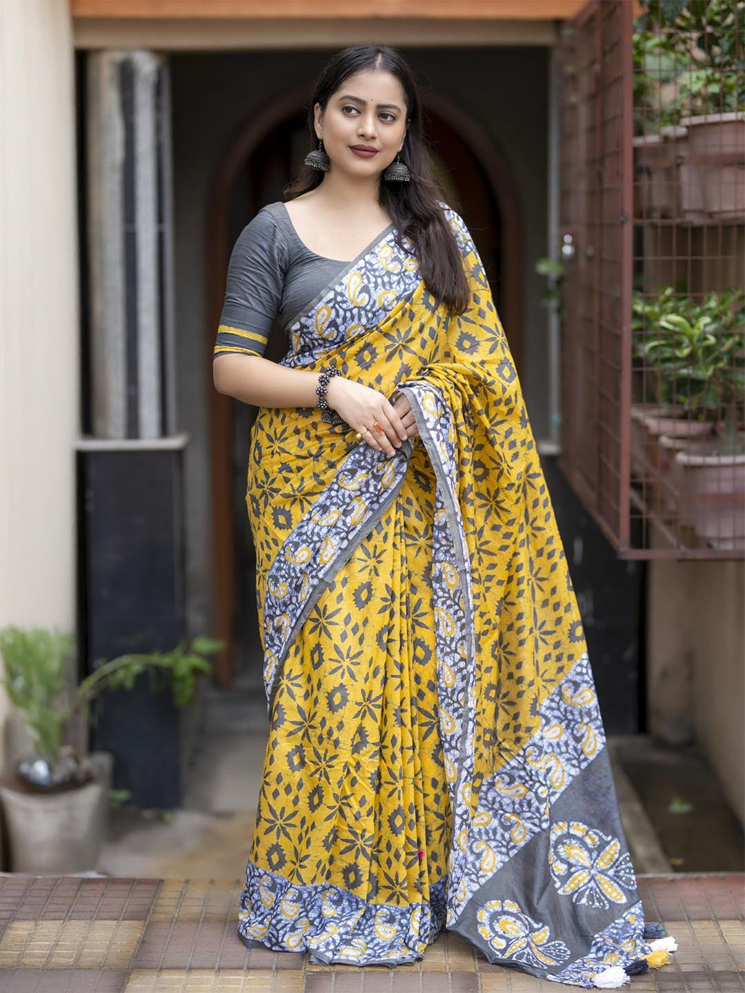 Pandadi Saree Batik Printed Chanderi Sarees