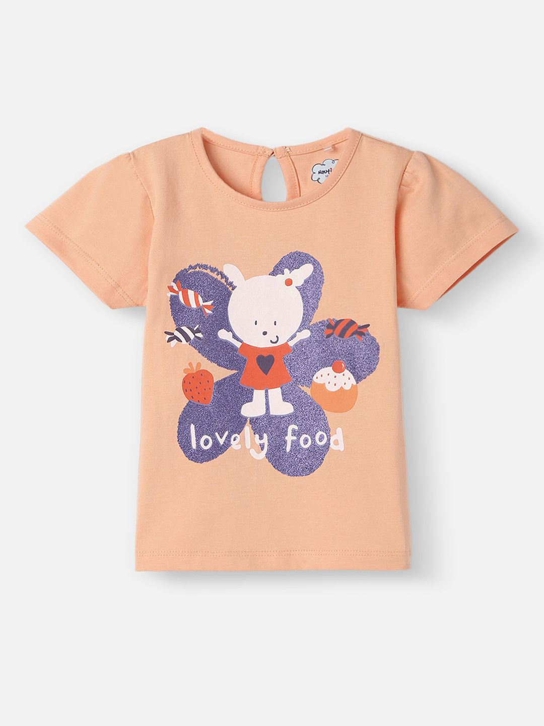 Nauti Nati Girls Antimicrobial Graphic Printed Round Neck Cotton T-shirt