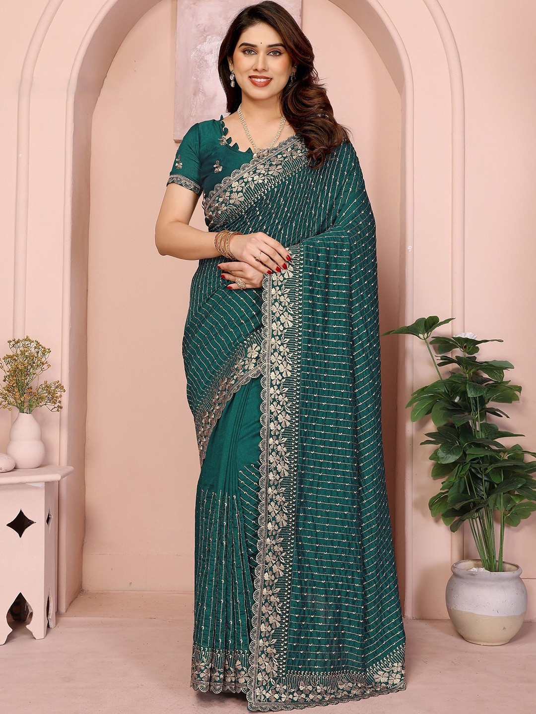 Pandadi Saree Embellished Sequinned Party Wear  Sarees