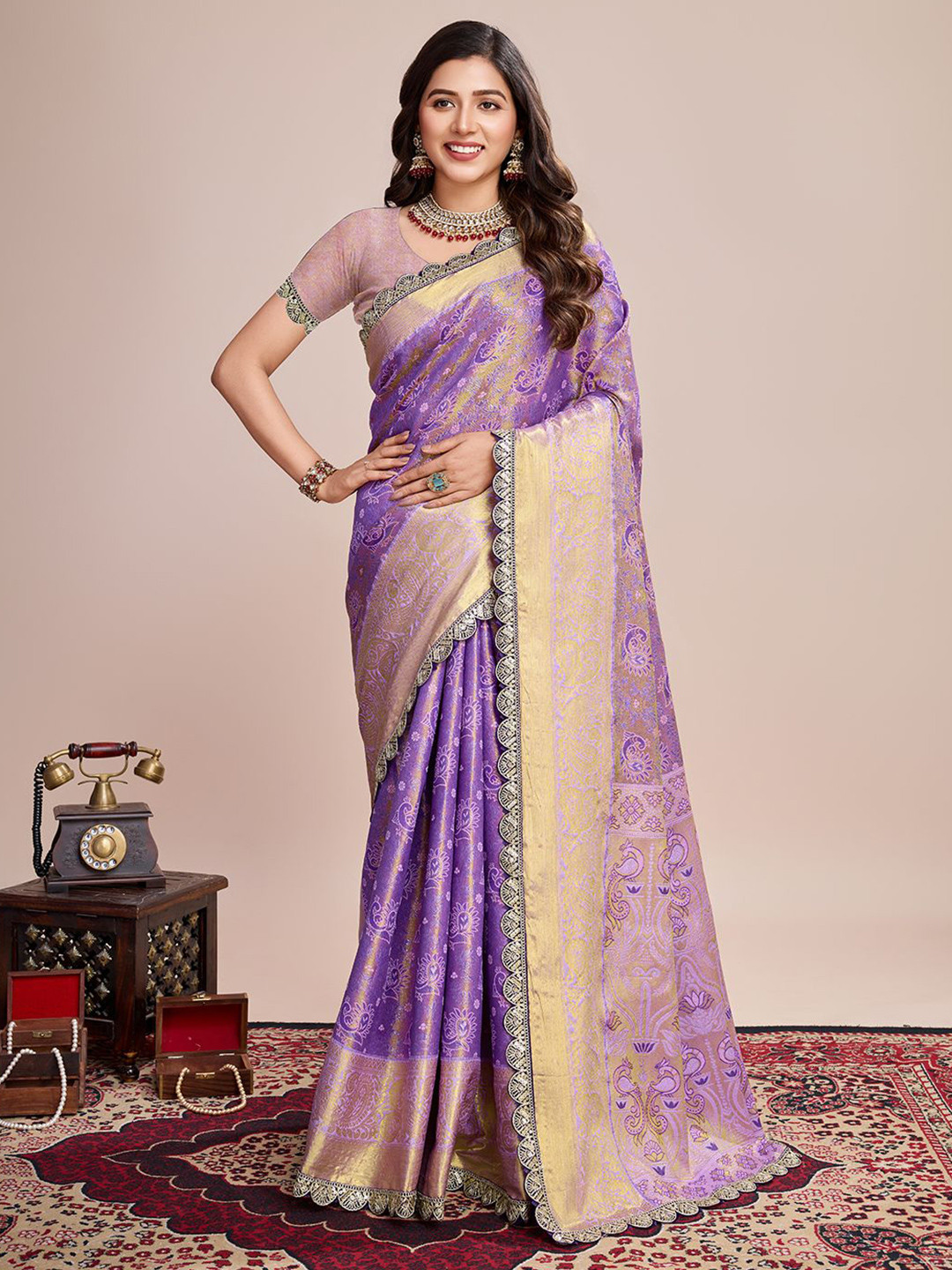 Kalaashree Woven Design Sequinned Saree