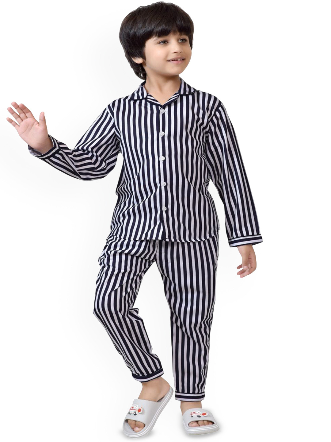 BAESD Boys Striped Shirt & Pyjamas Night suit