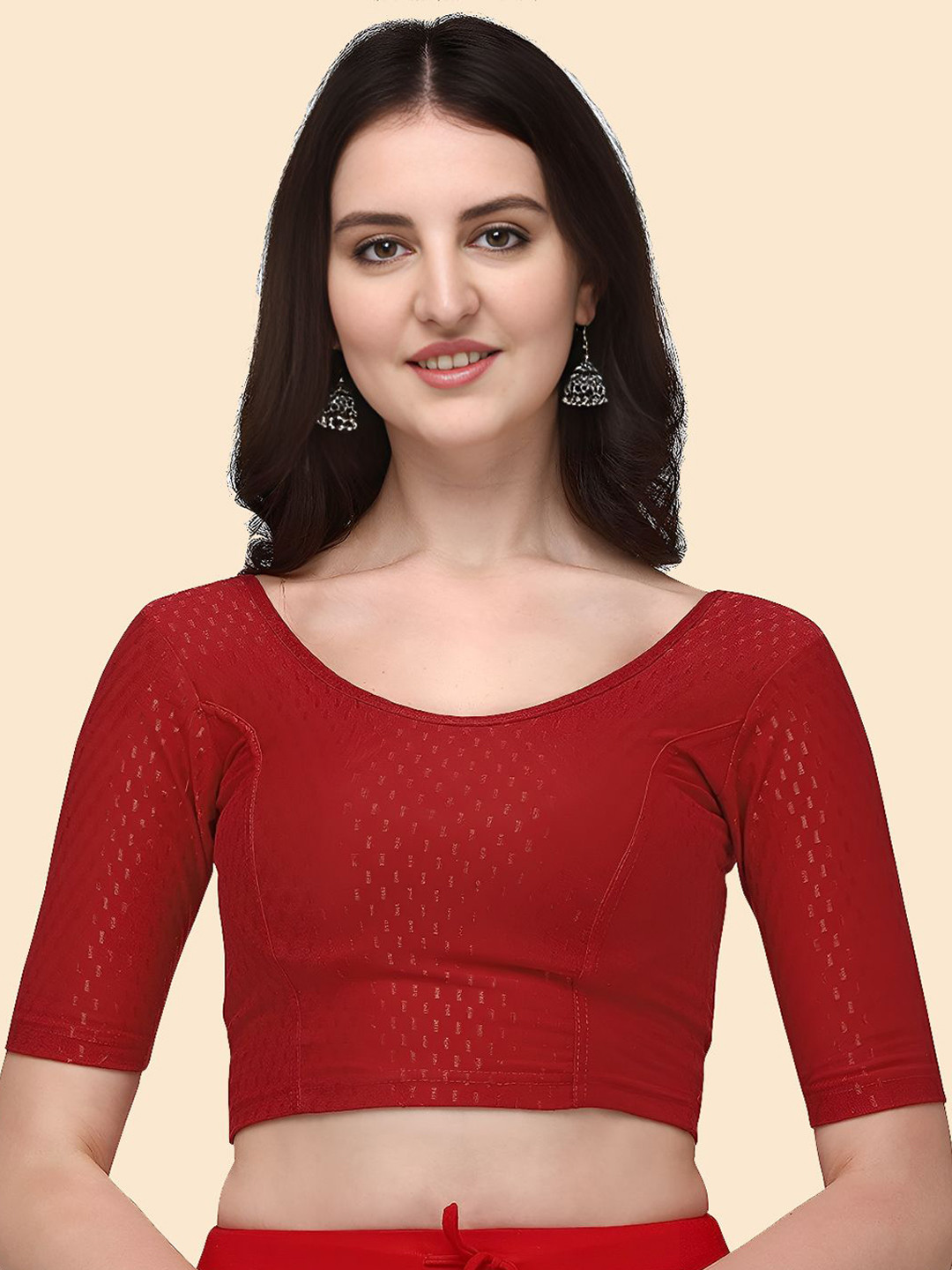 SHREEJI DESIGNER Woven Design Stretchable Saree Blouse