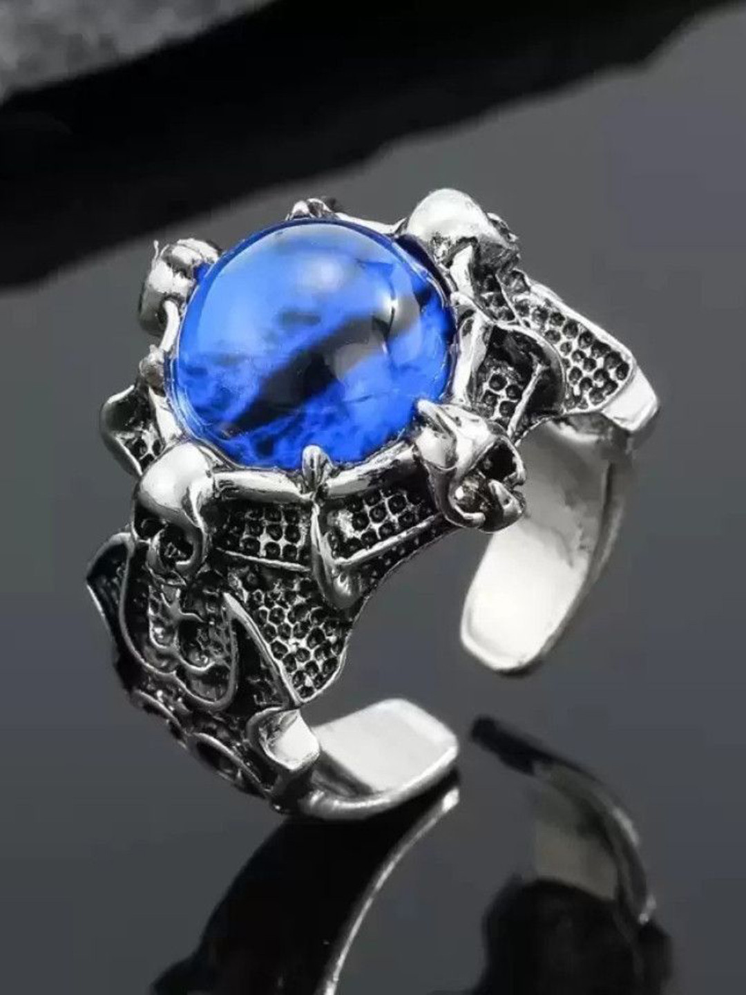 Ringzinnie Eye-Shaped Stone-Studded Adjustable Finger Ring