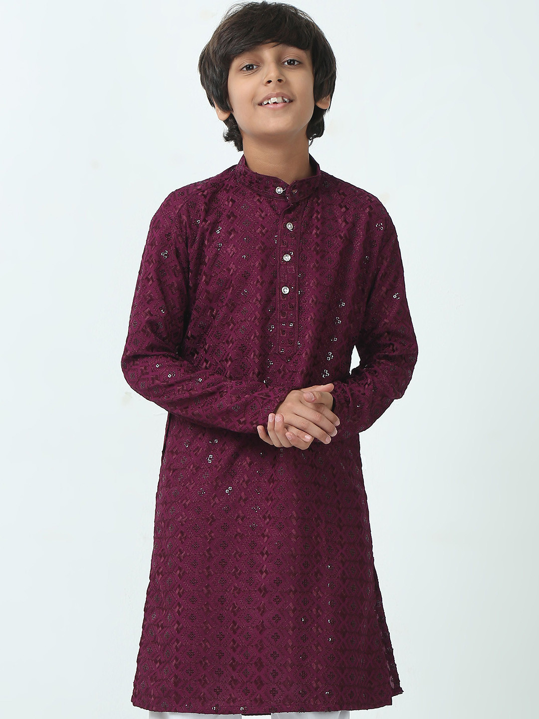 CHILINS Boys Ethnic Motifs Embroidered Kurta with Pyjama