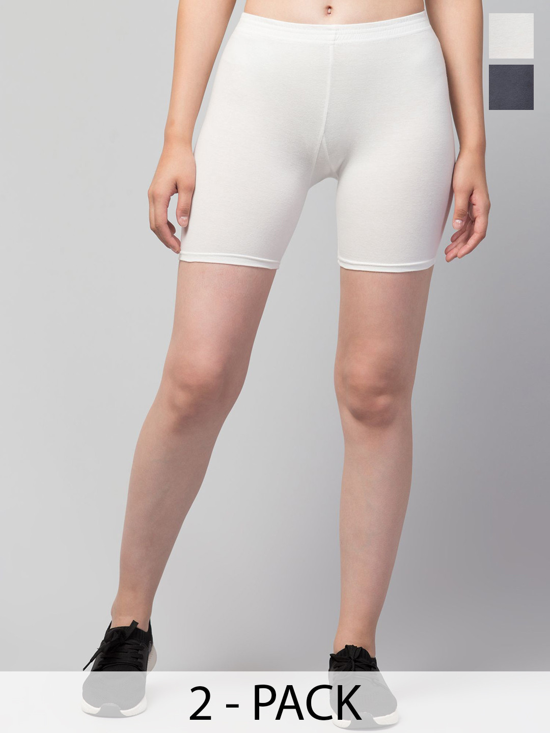 HIRRUX Women Pack Of 2 Low-Rise Cotton Skinny Fit Sports Shorts