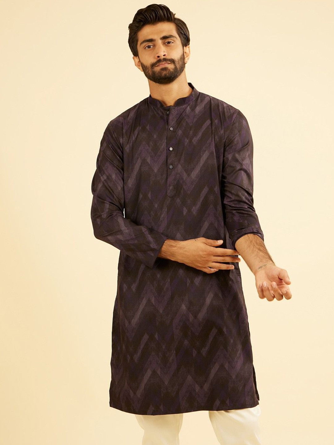Manyavar Chevron Prints Long Kurta