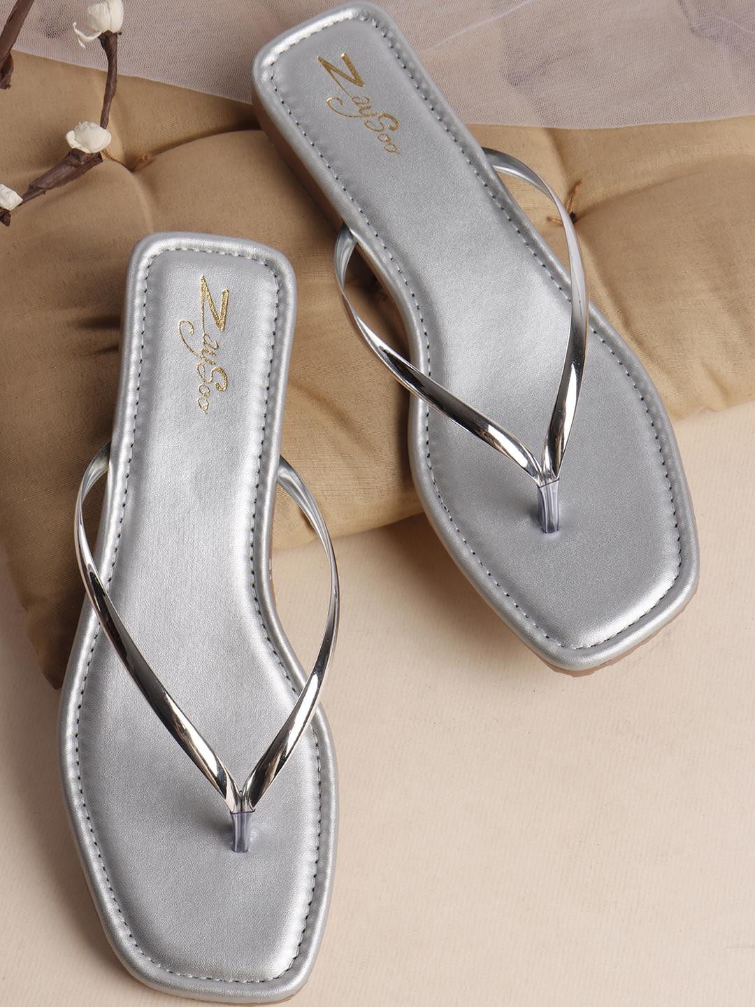 ZAYSOO Women Open Toe T-Strap Flats