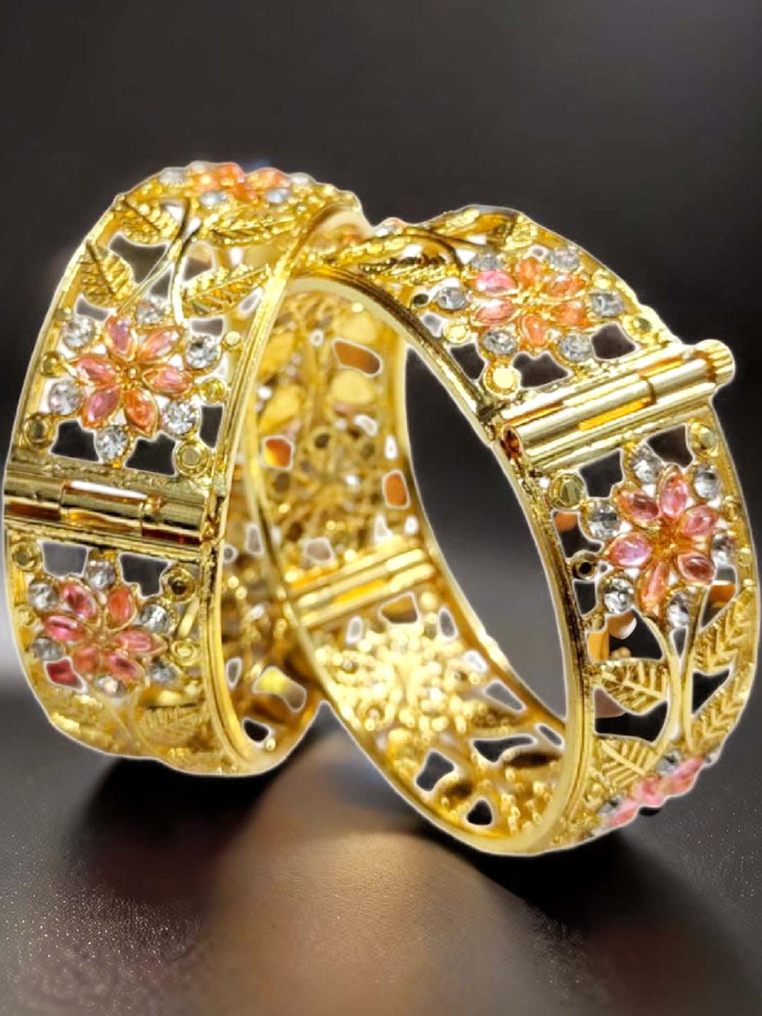 Balaji Gold Set of 2 Stones Studded Bangle