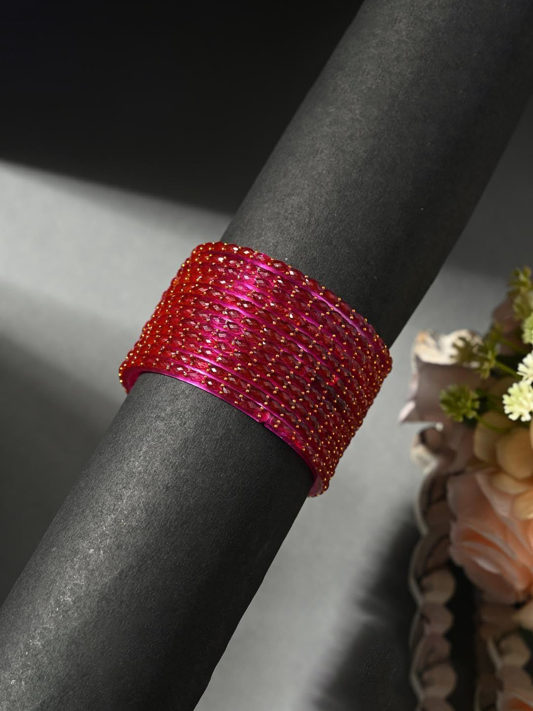 1ST TIME 12Pcs Beaded Glass Bangles