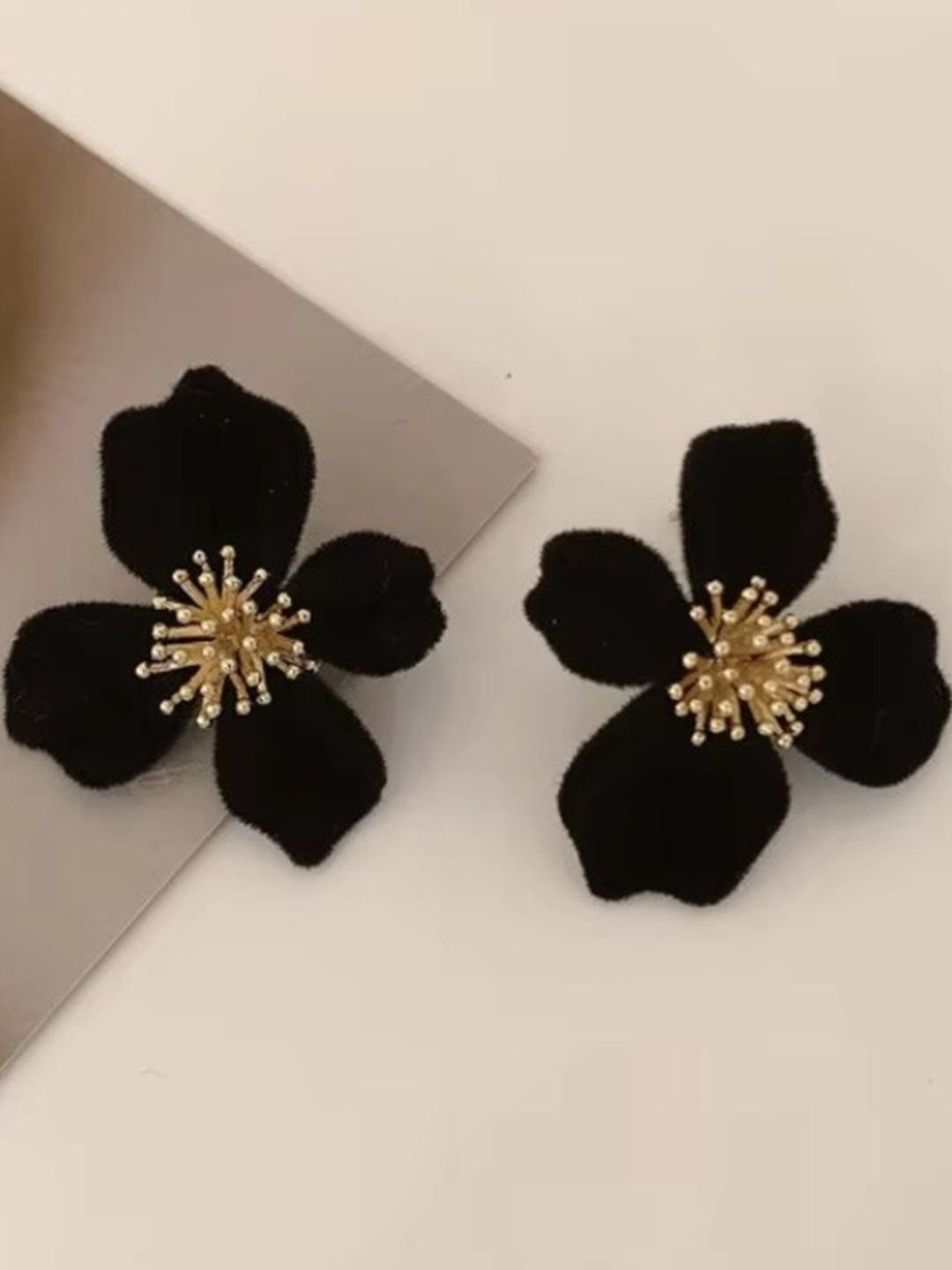 Tiso Velvet Floral Studs Earrings
