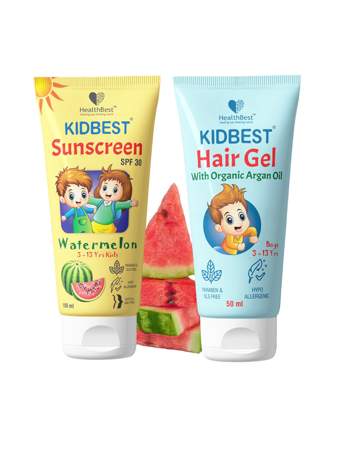 HealthBest Set Of 2 Kidbest Sunscreen SPF30 - 100 ml With Hair Gel - 50 ml
