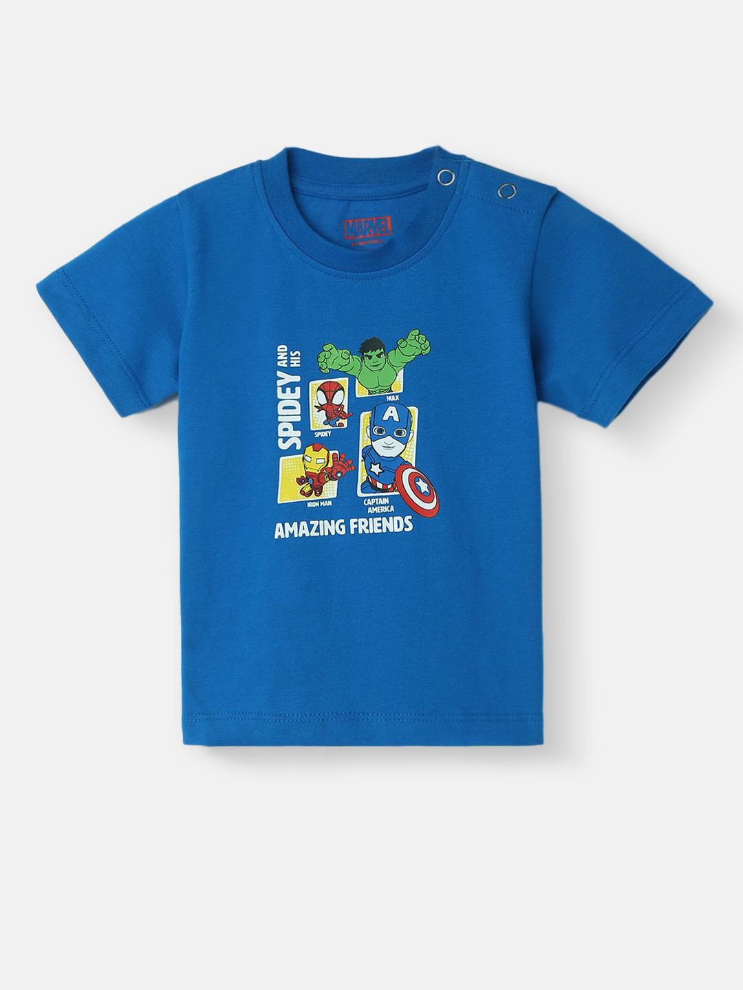 Nauti Nati Boys Marvel Antimicrobial Superhero Printed Round Neck Cotton T-shirt