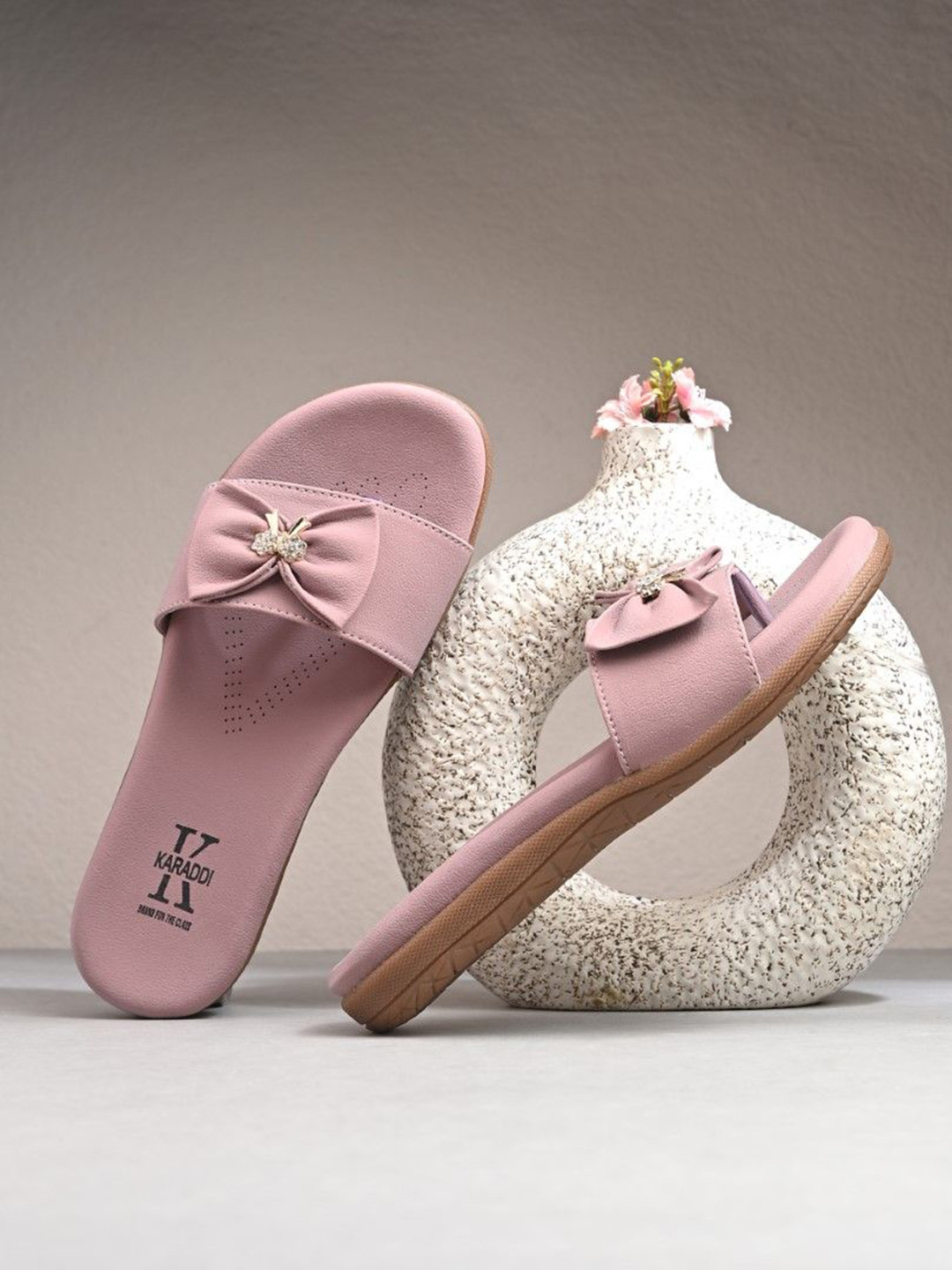 KARADDI Women Grain Surface Ortho Open Toe Flats