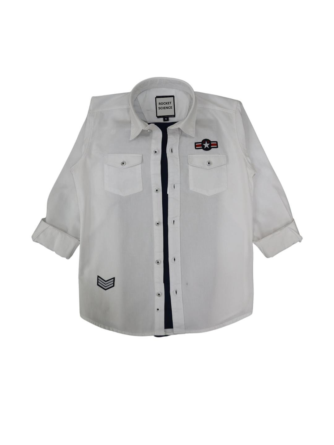 Rocket Science Boys Solid Cargo Shirt with Double Pockets