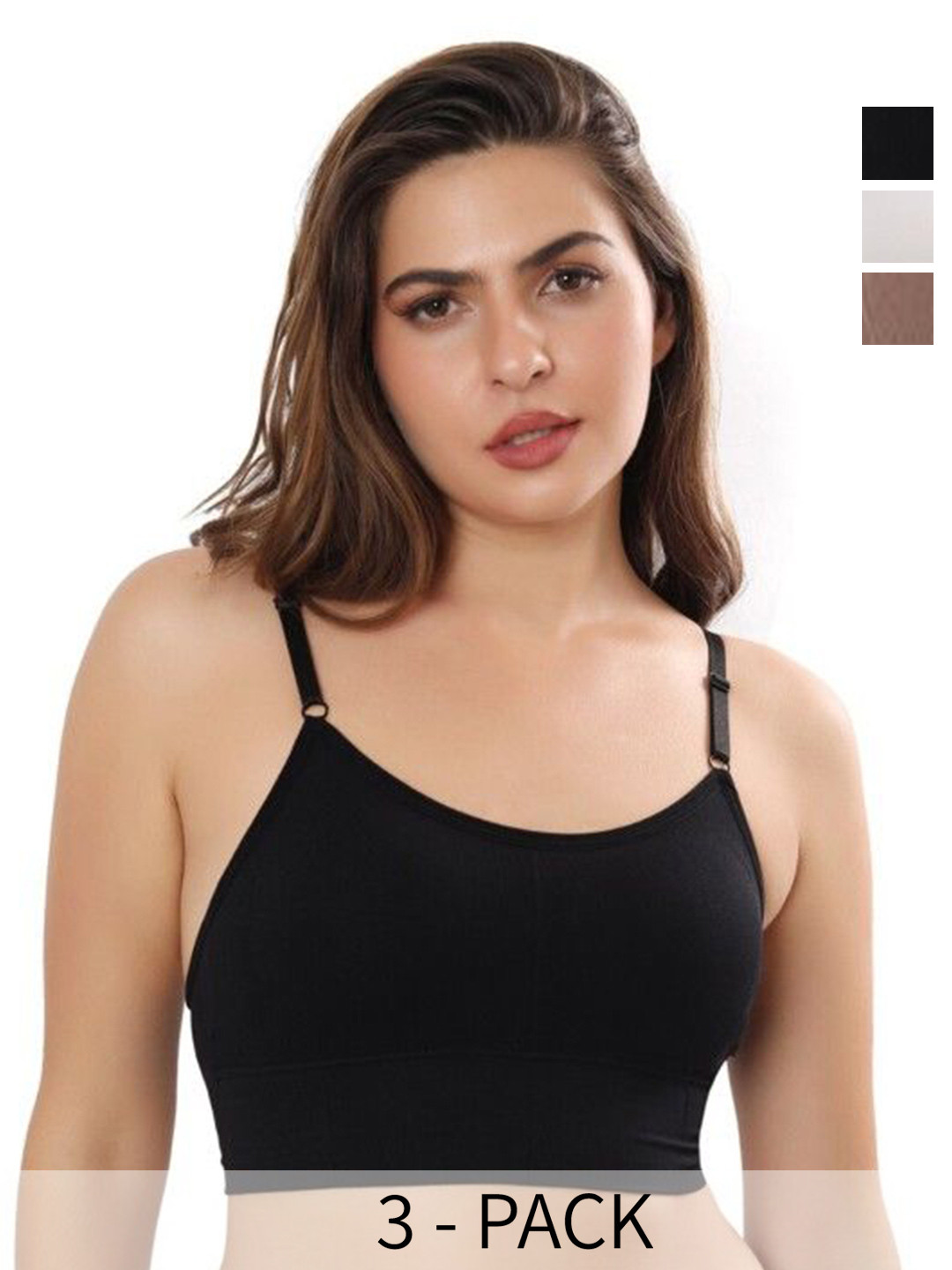 CALBONE Women Pack Of 3 Rapid-Dry Full Coverage Non Padded Non-Wired Seamless Camisole Bra