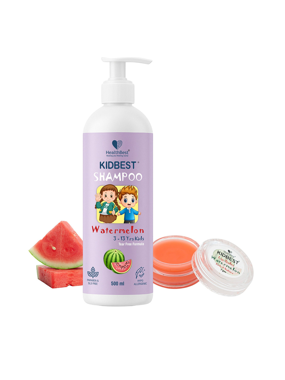HealthBest Set Of 2 Kidbest Lip Balm - 7 g Kidbest Shampoo - 500 ml Kit