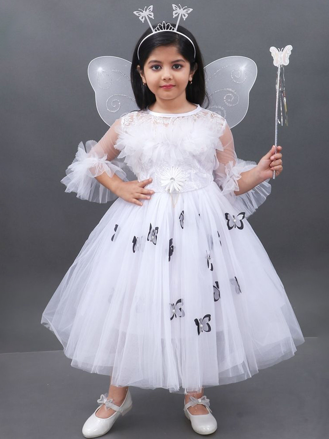 MODERN DREAM Girls Self Design Net Maxi Dress