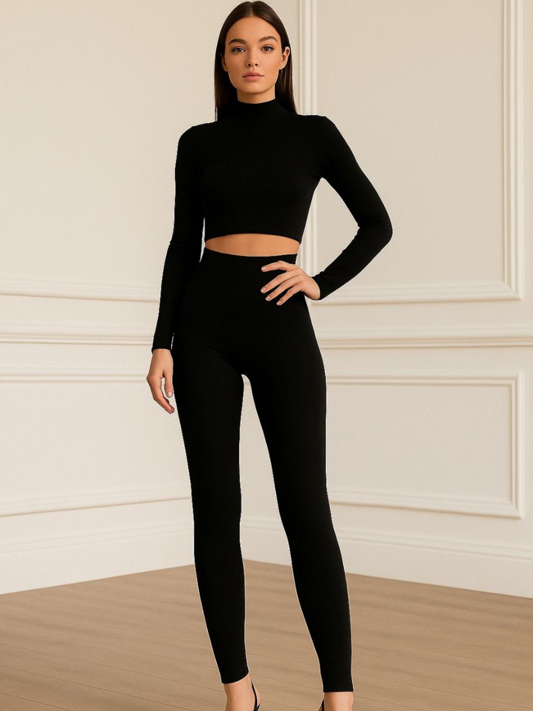TRENBEE Serbia High Neck Crop With Leggings Co-Ords