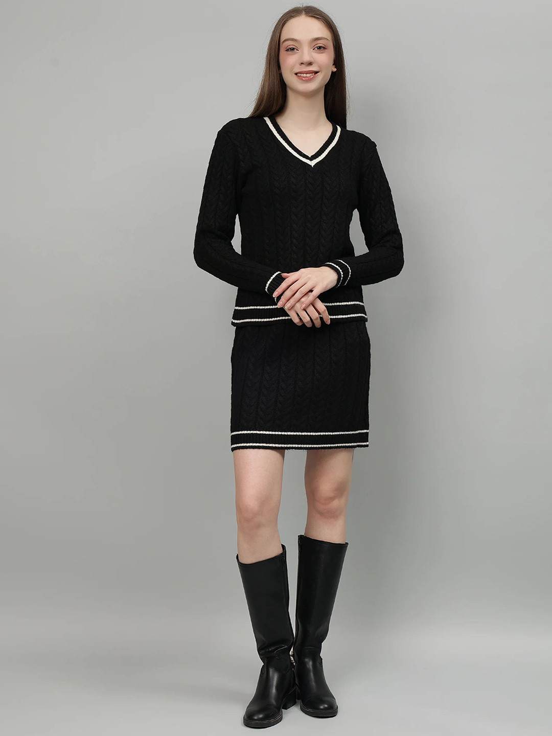 Fashion Gaiia Long Sleeve Top & Skirt Co-Ord Set