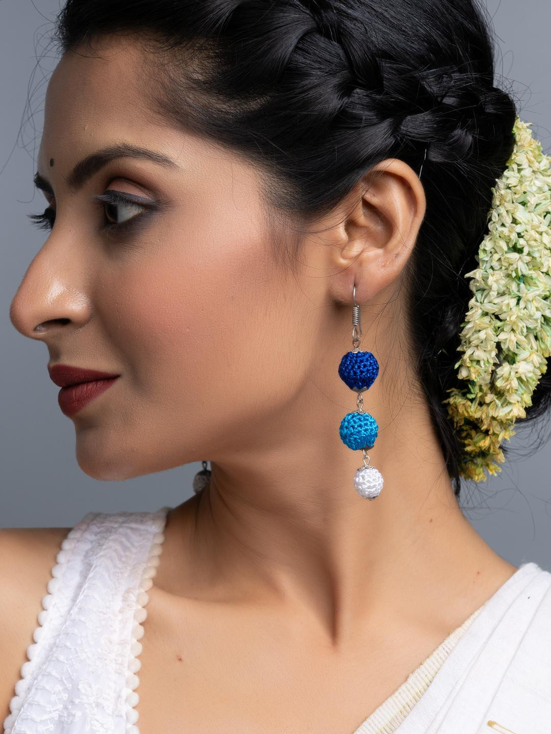 Look and Adorn Turquoise Blue White Dangler Earrings