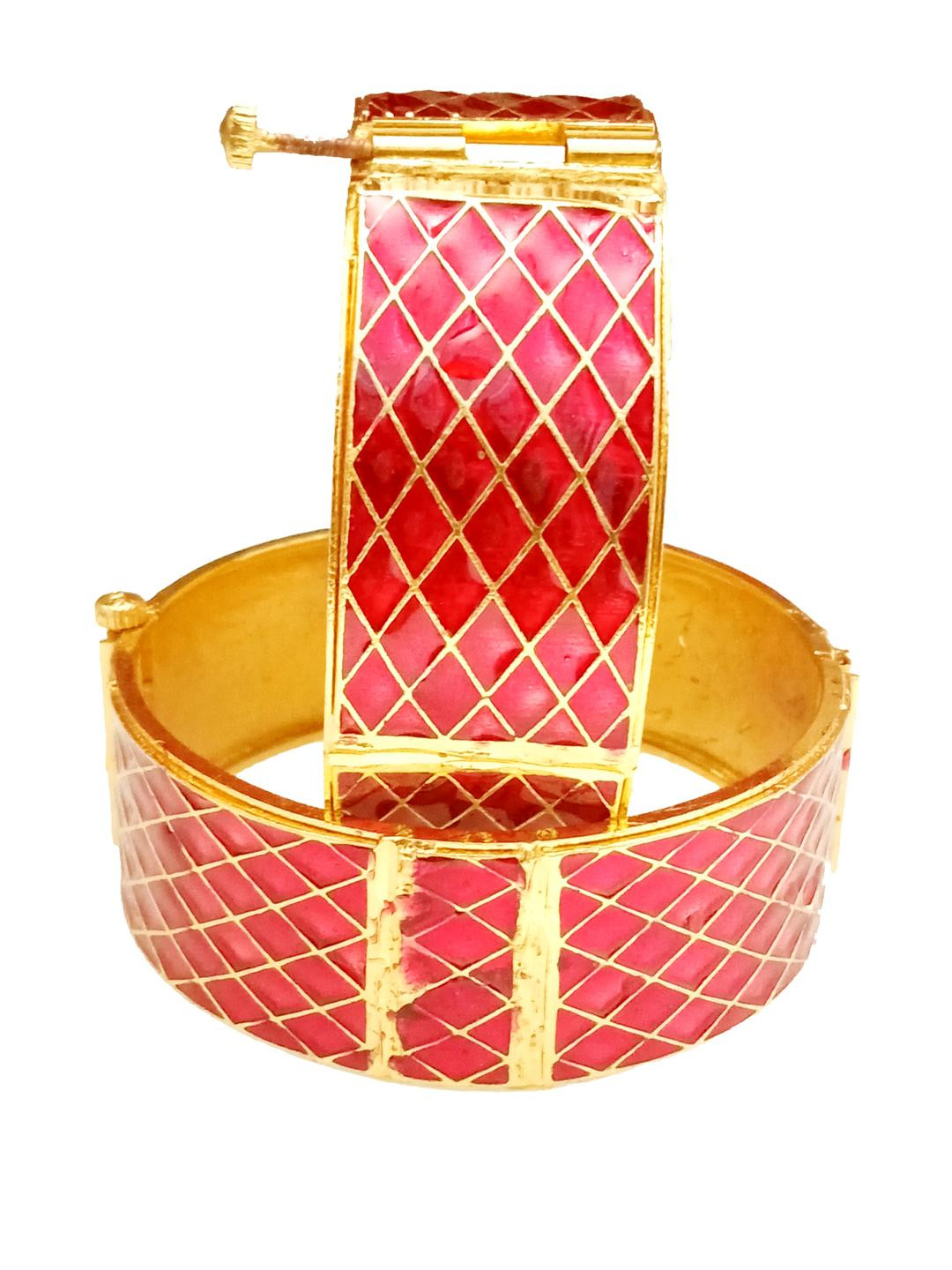 Balaji Gold Red Gold-Plated Copper Axomiya Bangle