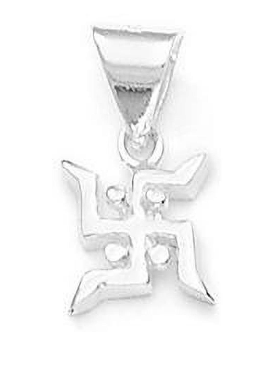 RAVIOUR LIFESTYLE Adult's Silver Pleated Swasthik Pendant