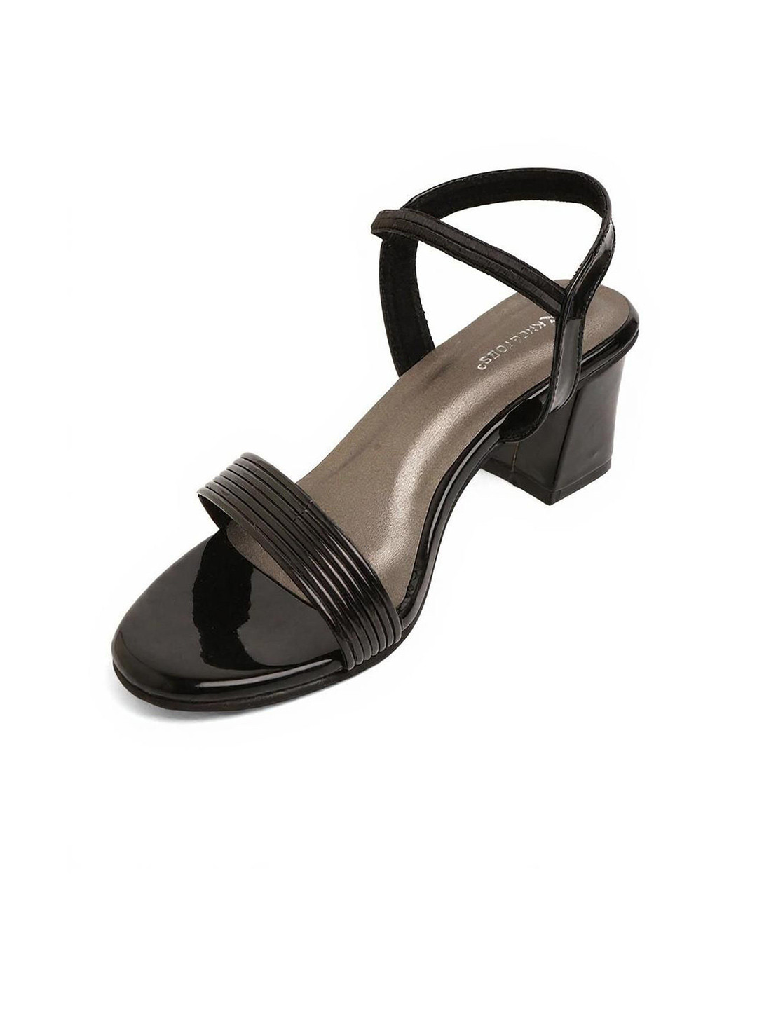 Kneetoes Women Classic Charm Black Block Heel Sandals