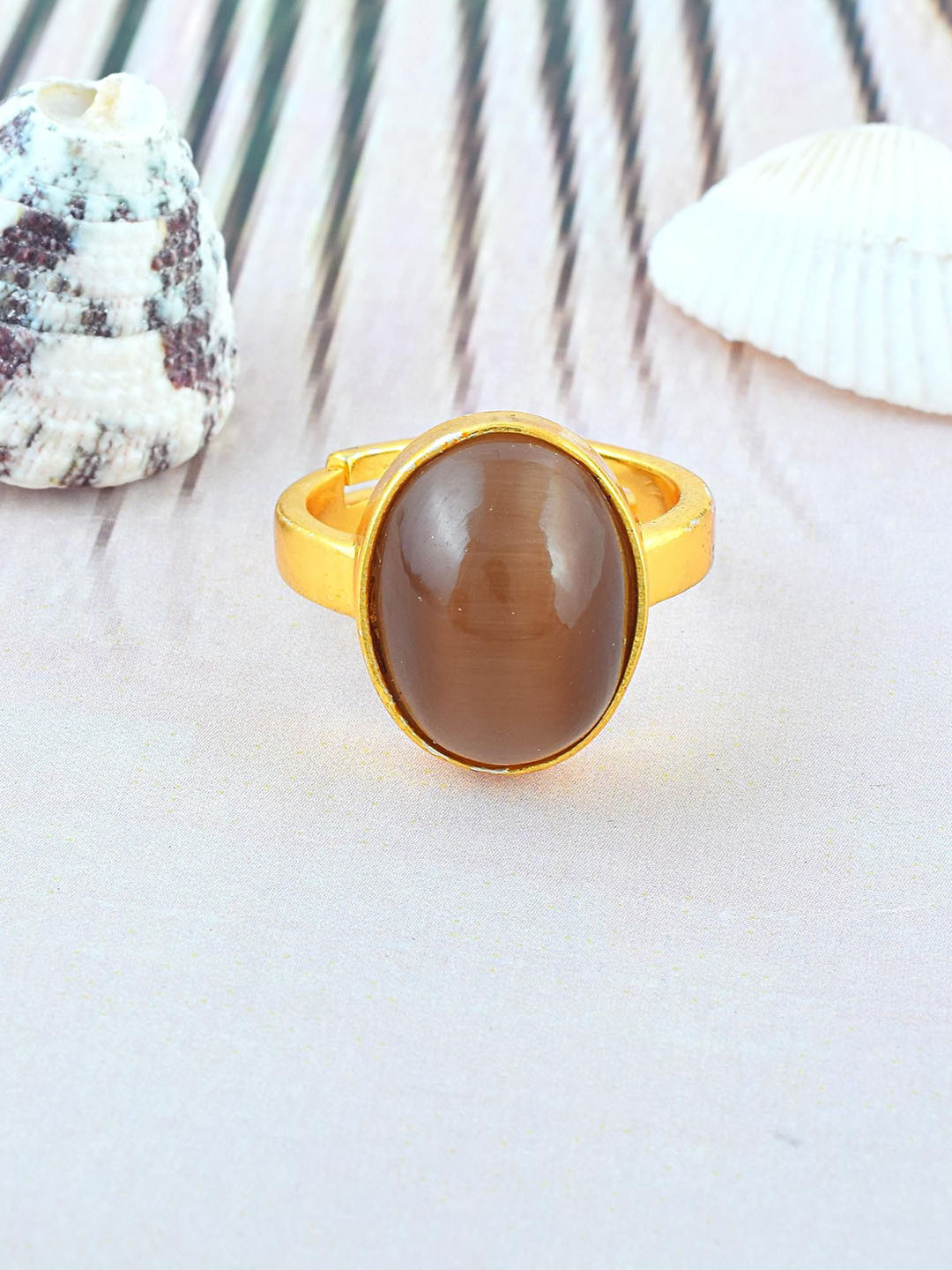Missmister Gold-Plated Cats Eye Stone Adjustable Finger Ring