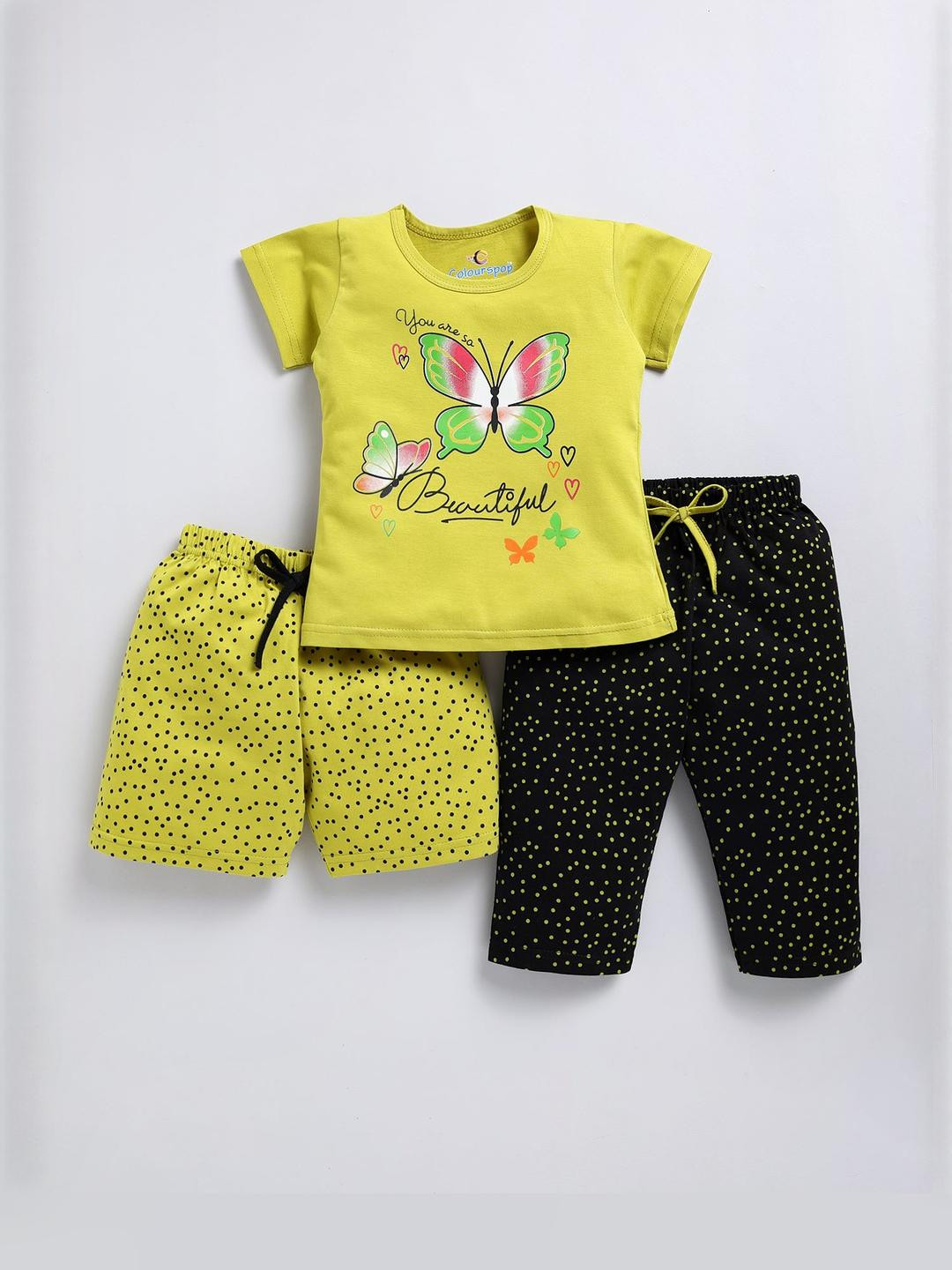 Colourspop Girls Lime Green Clothing Set
