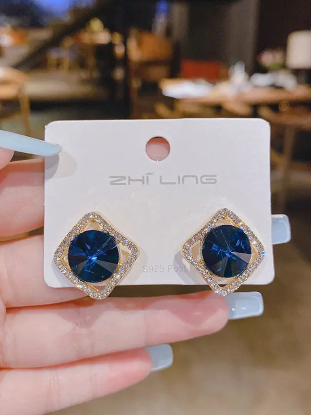 SZN Square Stone Studded Studs Earrings