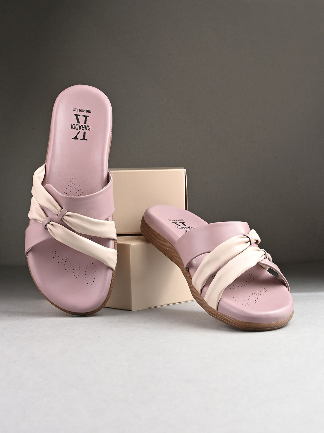 KARADDI Women Soft Napa Solid Shine Ortho Open Toe Flats