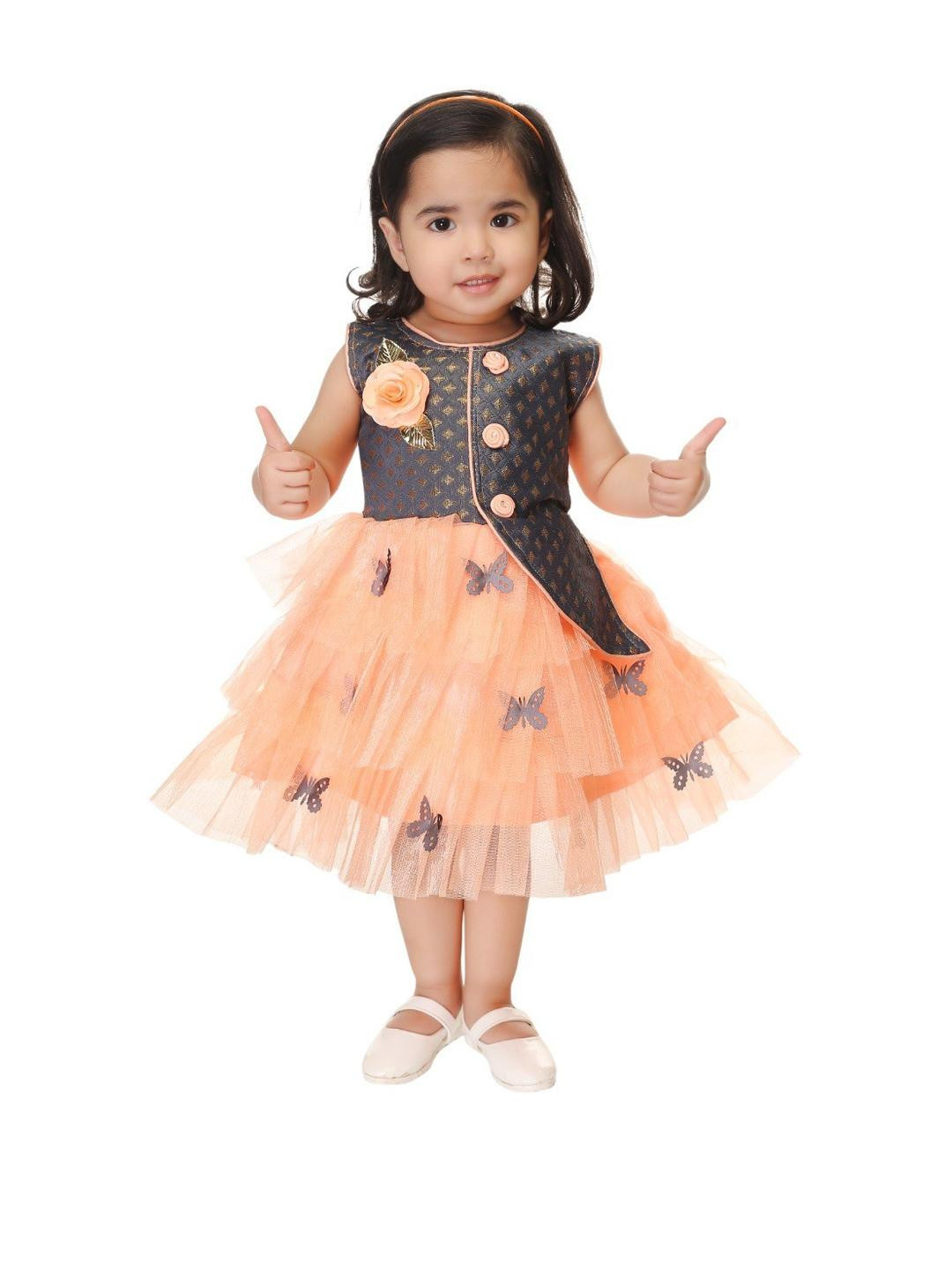 Smuktar garments Girls Orange Dresses