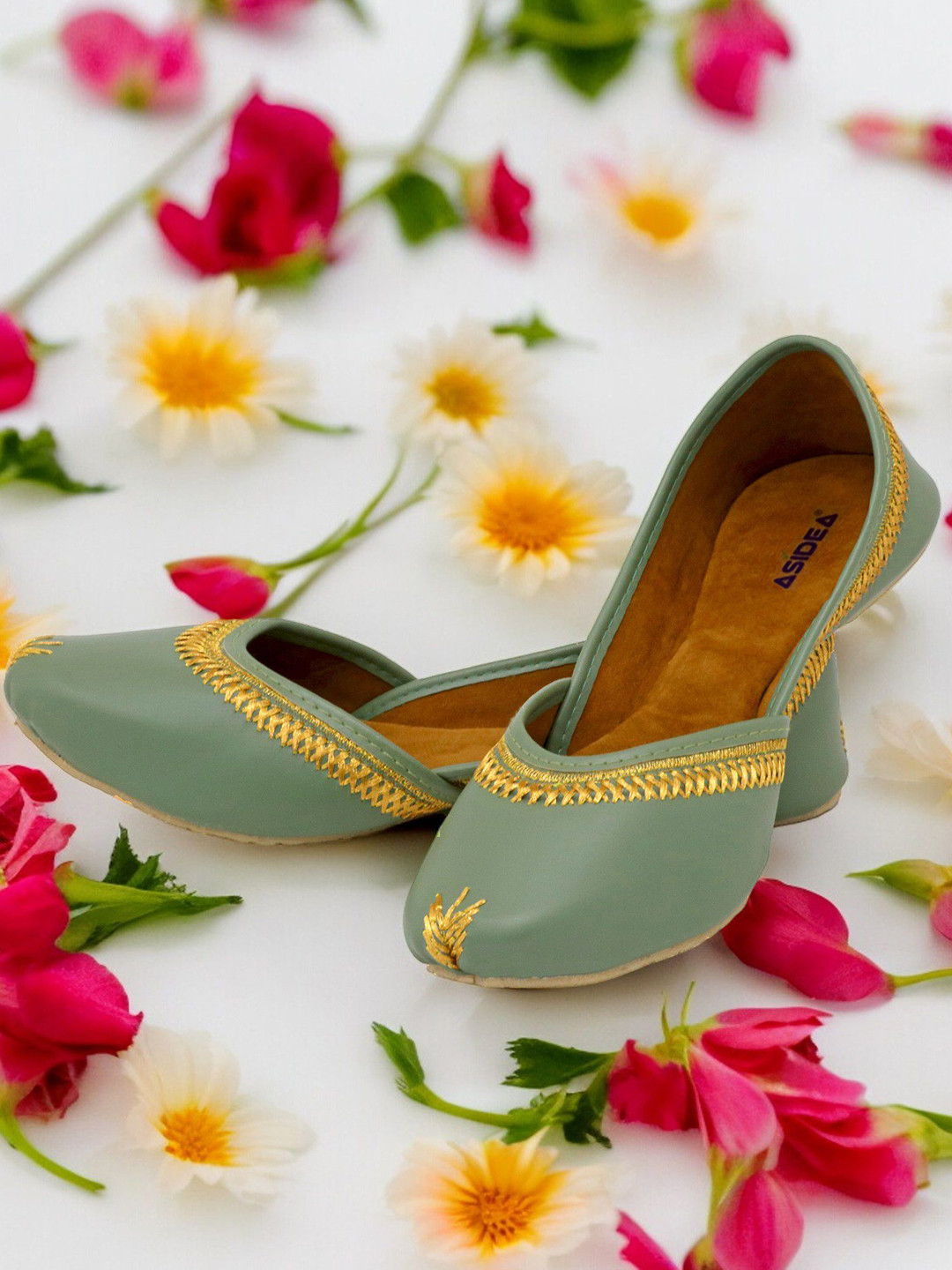 ASIDEA Women Slip-ON Square Toe Party Mojaris Flats