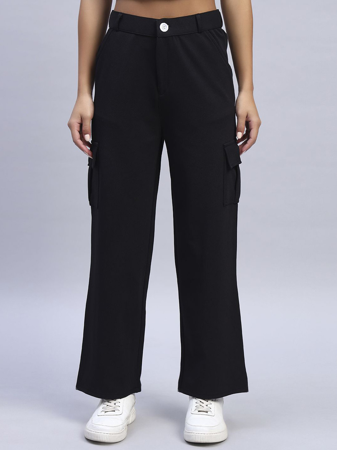 NATURE CRAFT Women Comfort High-Rise Cargos Trousers