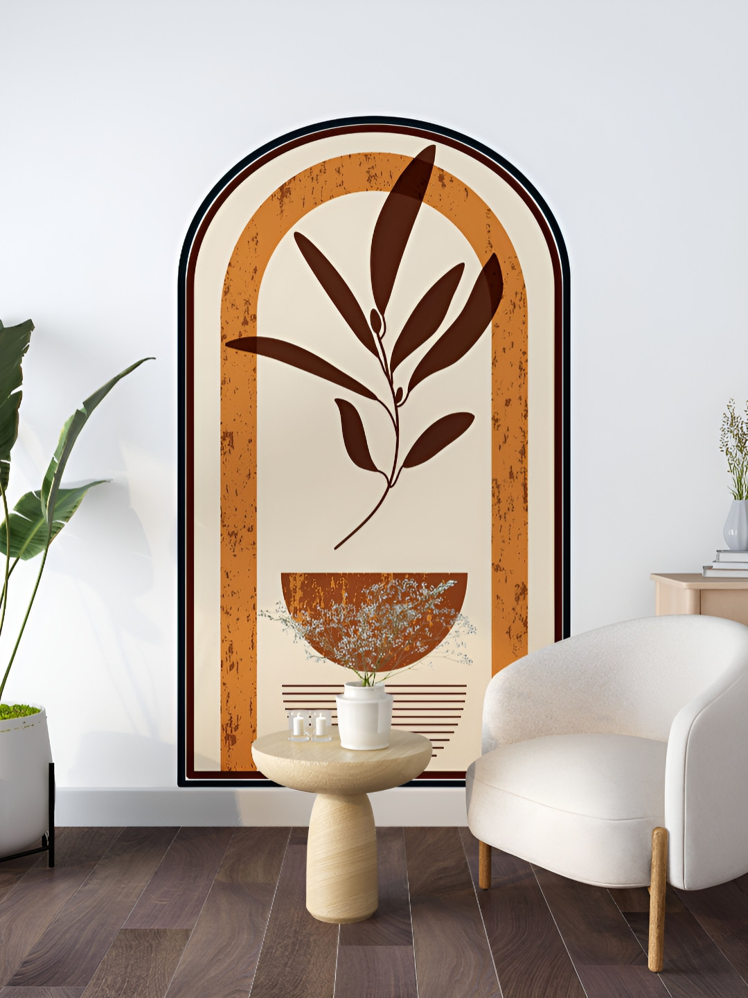 Myntra Elegant Homes Brown & Beige Botanical Leaf Motif Printed Decorative Wallpaper