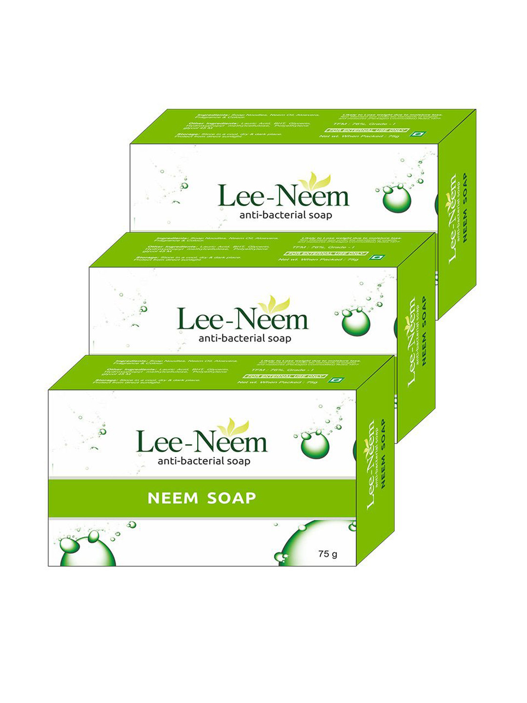 Leeford Set Of 3 Lee-Neem Neem & Aloevera Soap- 75 g Each
