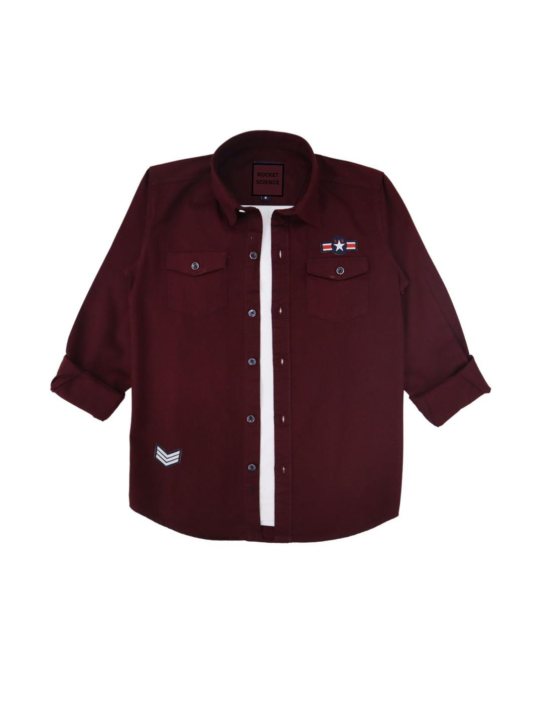Rocket Science Maroon Classic Slim Fit Casual Shirt