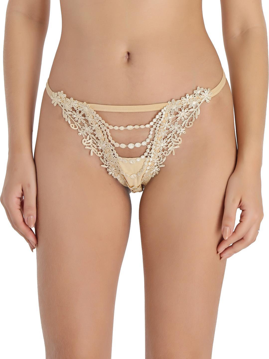 Selfcare Cotton Lycra Low Rise Minimal Coverage Floral Vine Patch Thong Panty-SN3687