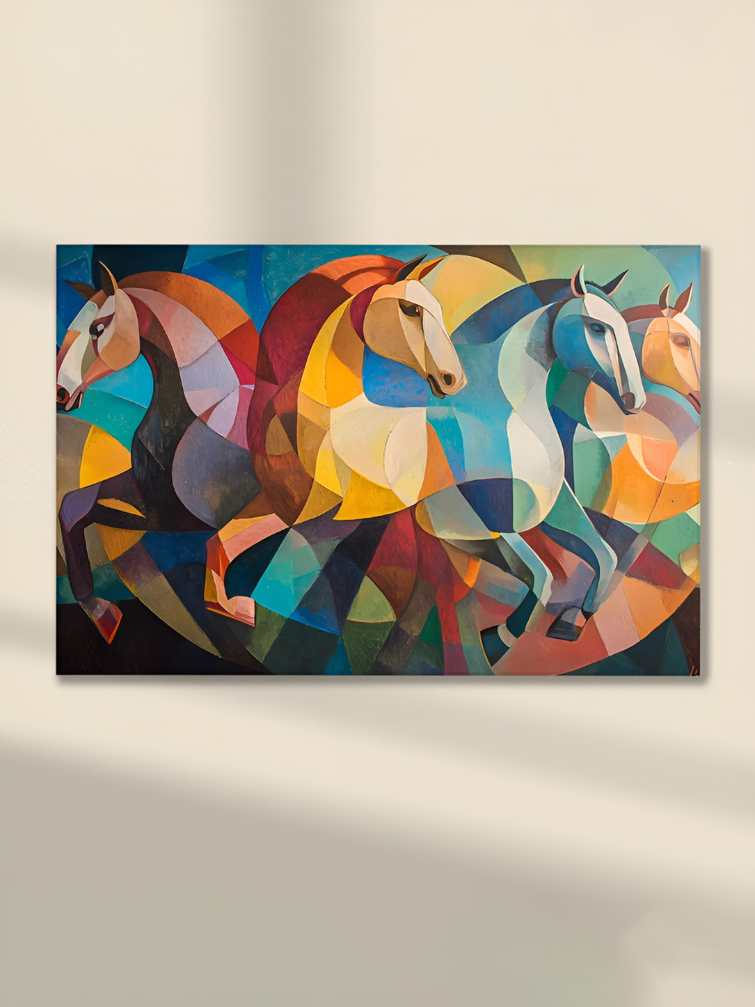 Myntra Elegant Homes Red & Horses Printed Canvas Wall Art