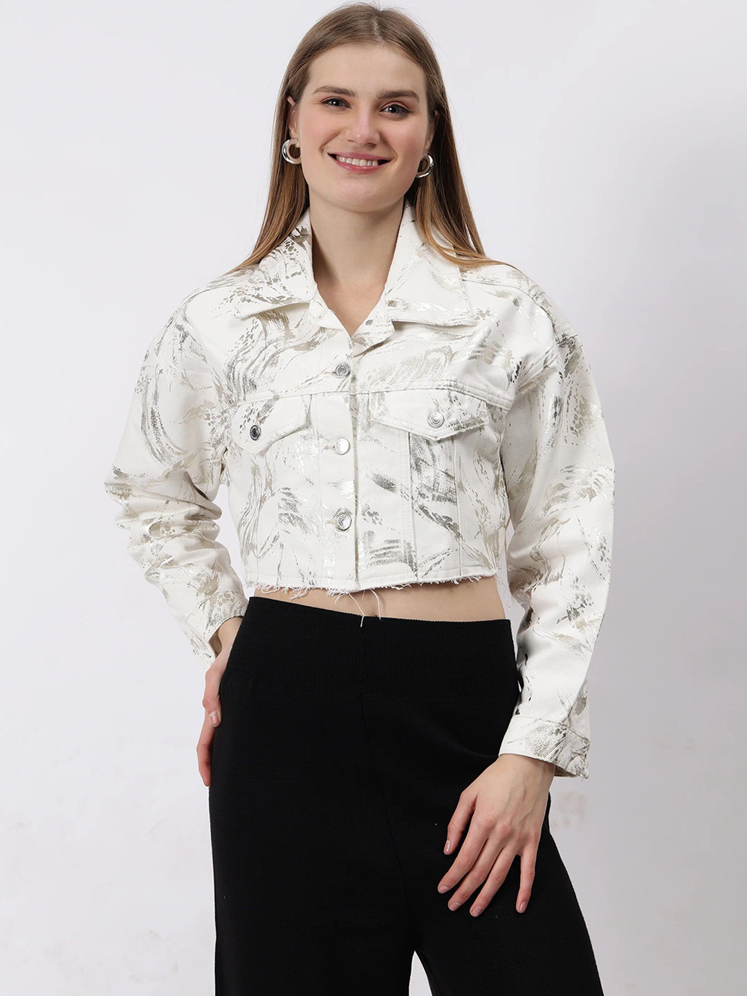 Fashion Gaiia Foil Abstract Printed Jacket & Trousers Co-Ord Set