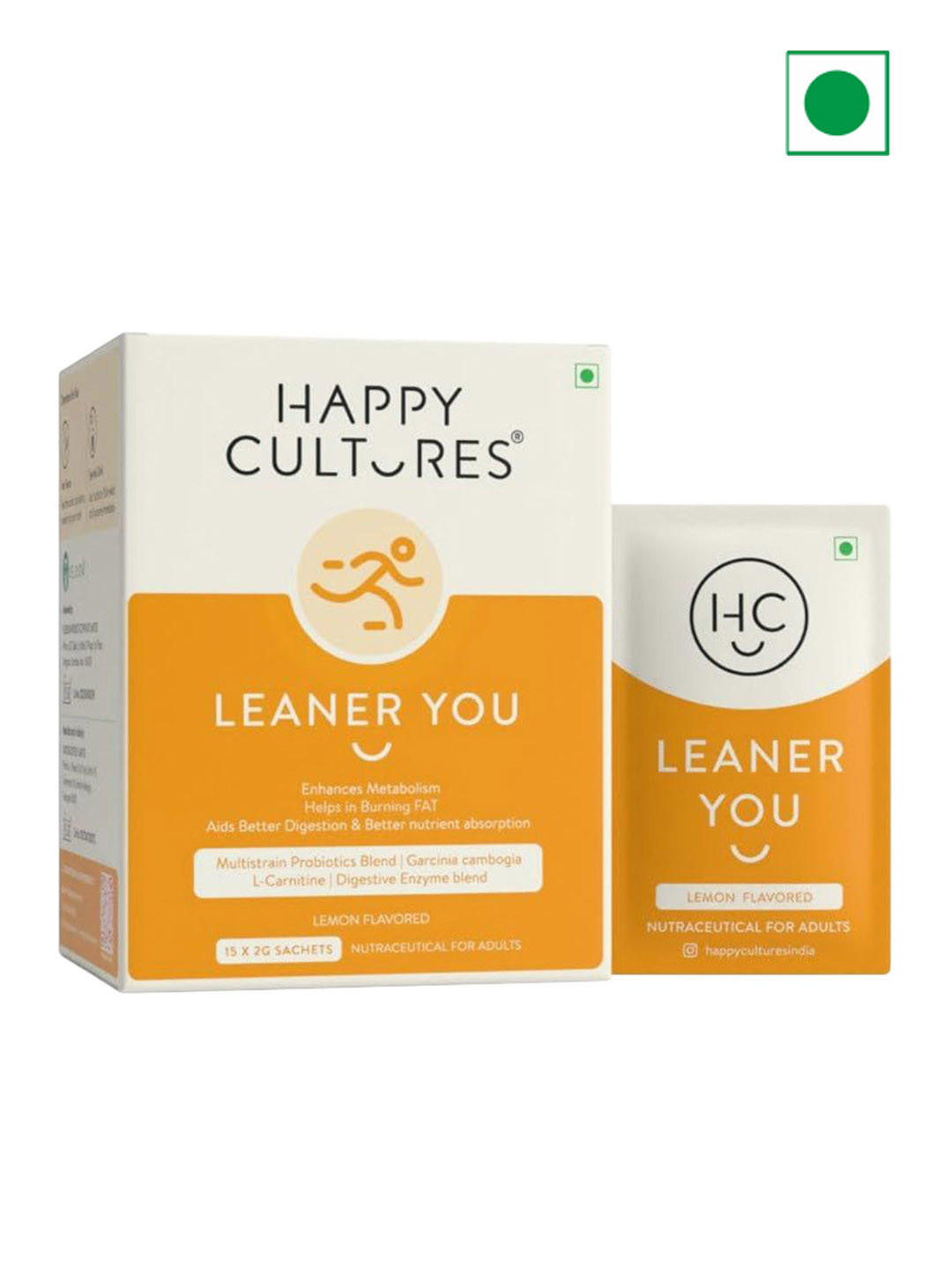 Happy Cultures Leaner You Probiotics Sachets- 15 Sachets- Lemon Flavor