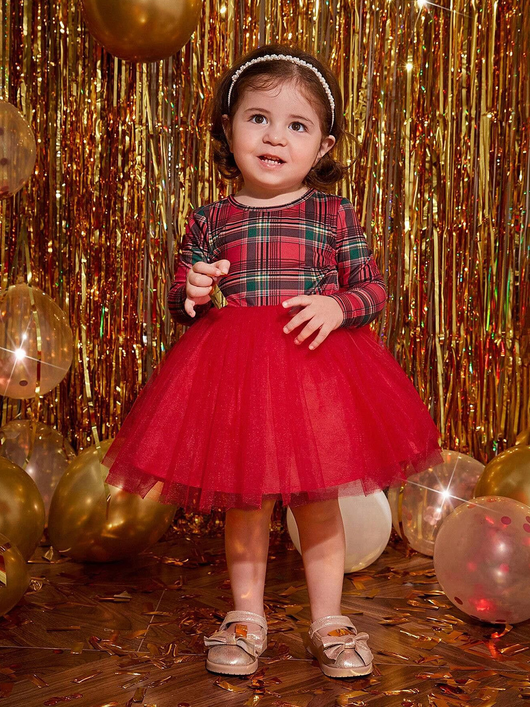 Netra Creation Girls Print Fit & Flare Midi Dress