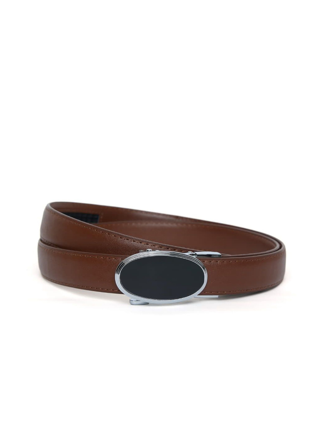 SSN BELTS Women Leather Auto Lock  Slider Buckle Slim Formal Belt