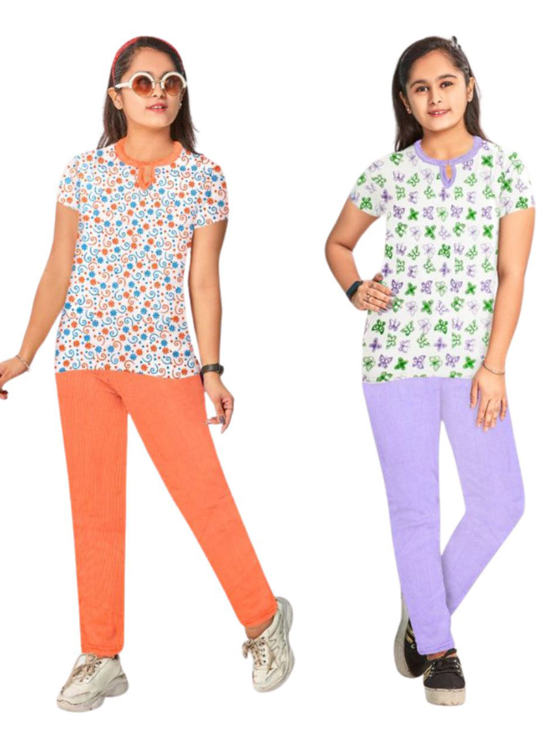 Veecap  Girls Pack of 2 T-Shirts with Pyjamas