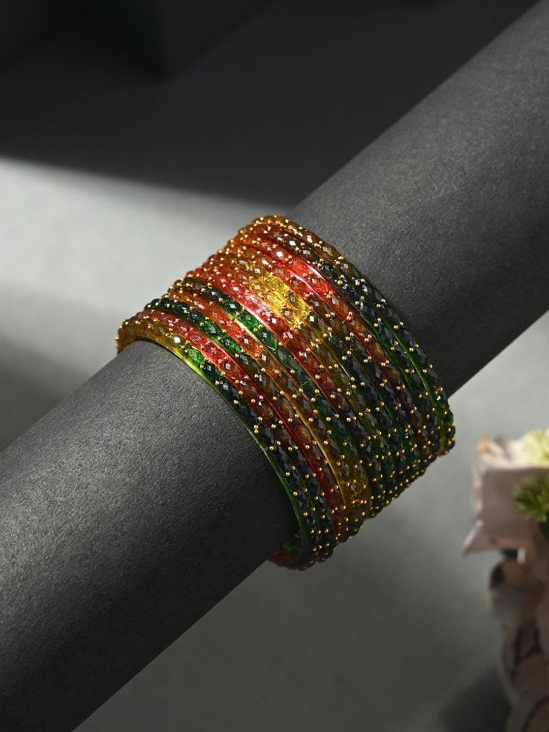 1ST TIME 12Pcs Beaded Glass Bangles