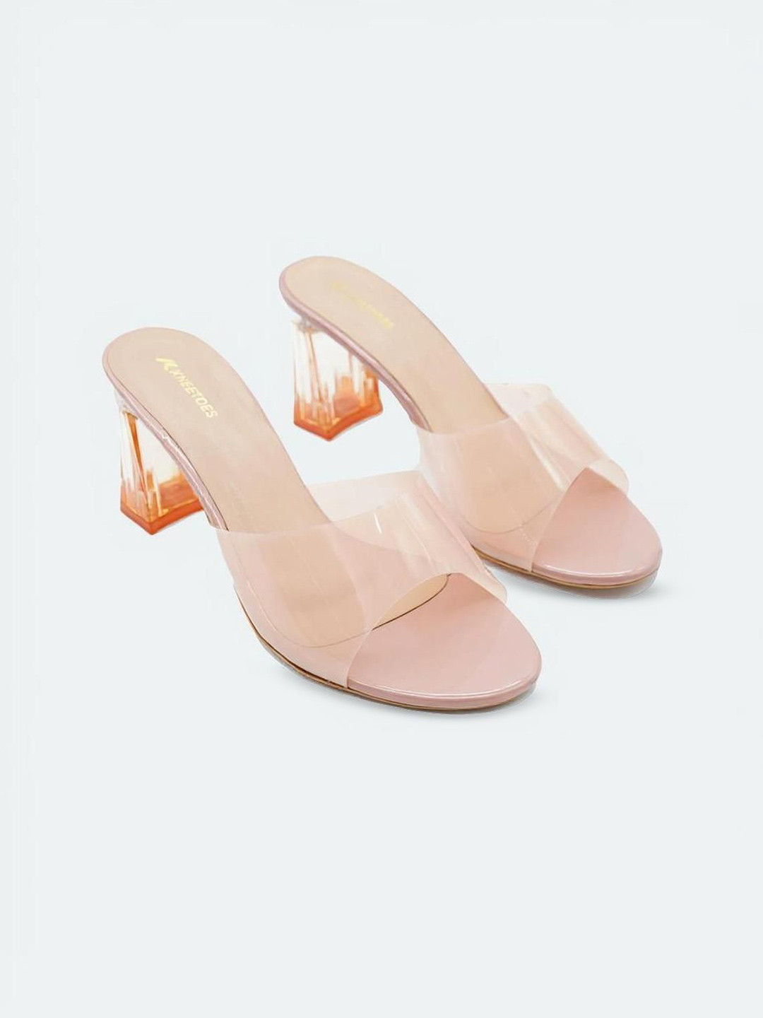 Kneetoes Women Peach Glass Glow Heel Sandals