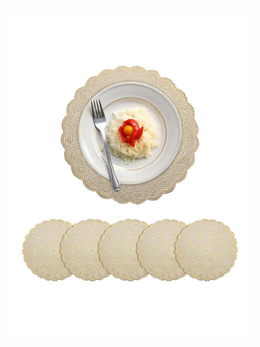 Aura 6-Pcs Yellow Textured Round TablePlacemats