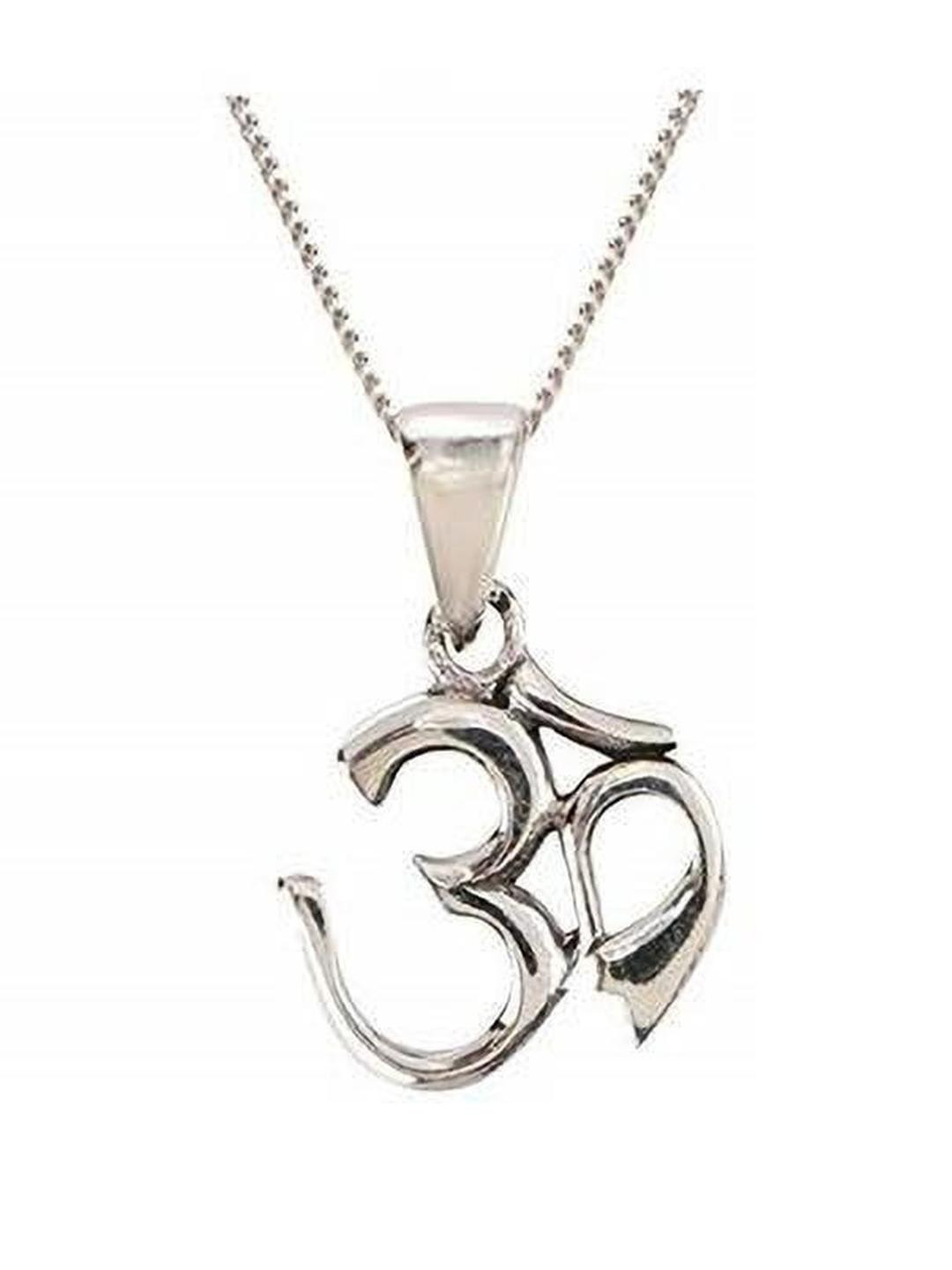 RAVIOUR LIFESTYLE Om Silver-Plated Pendant with Chain